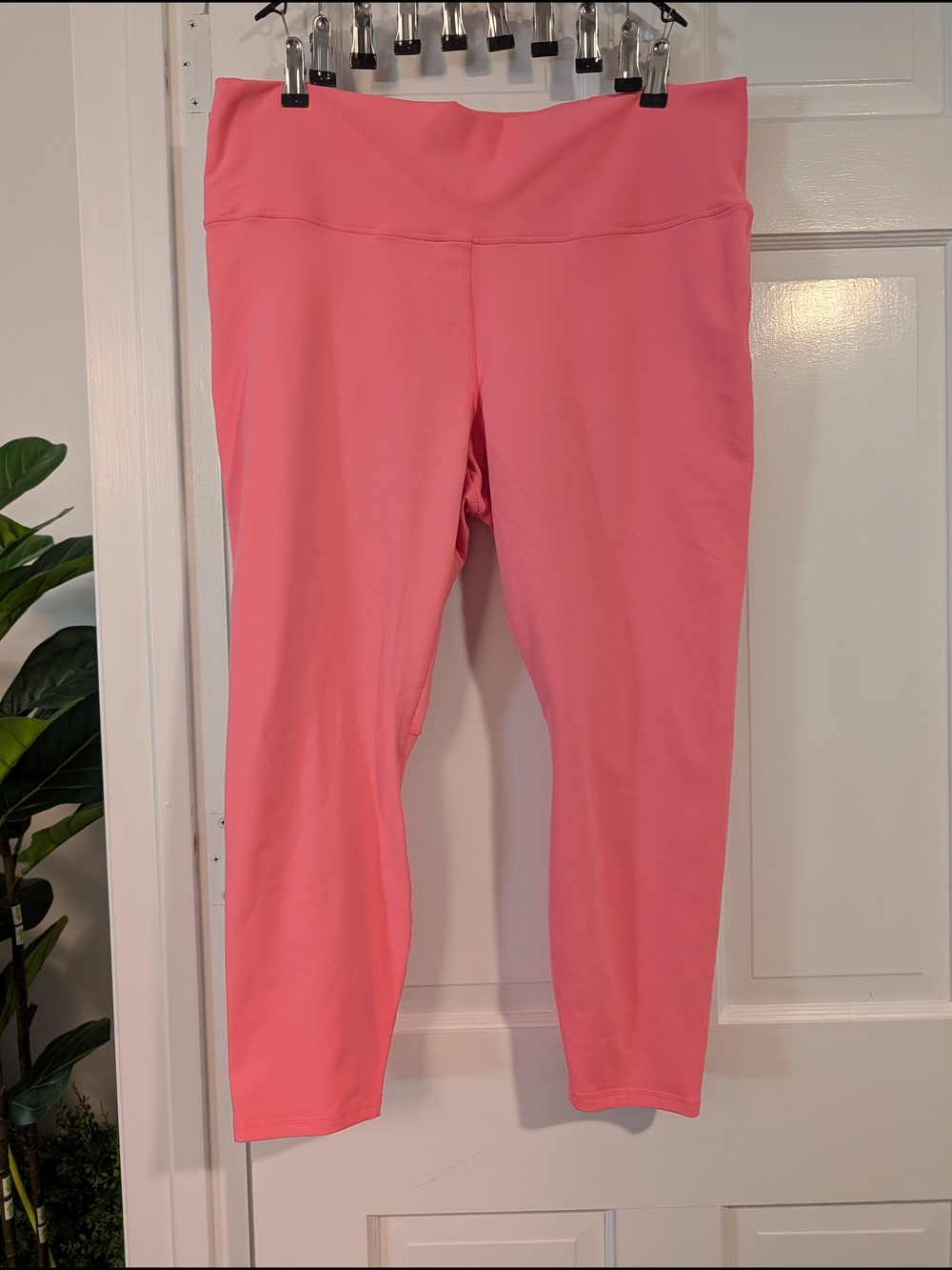 Fabletics PowerHold High-Waisted Lattice Back Leggings Pink Size 2X